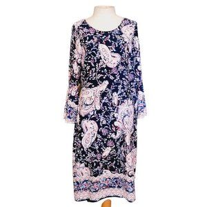 glamour Sheath Dress size 10 floral print raised bell sleeve midi‎